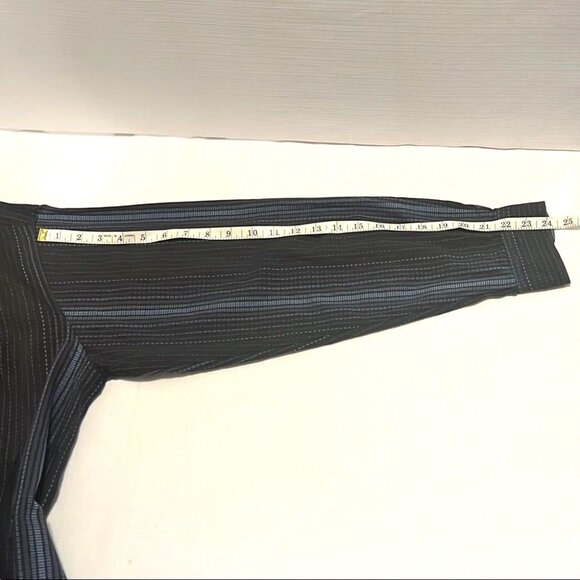 Minos Shirt L Black Blue Stripe Woven Germany Cotton Long Sleeve Button Up - Picture 6 of 11